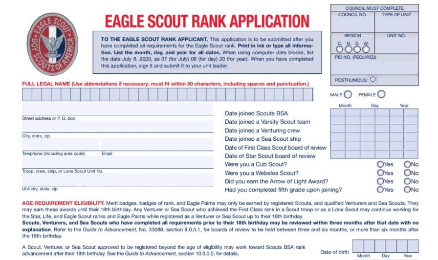 boy scout advancement sheets